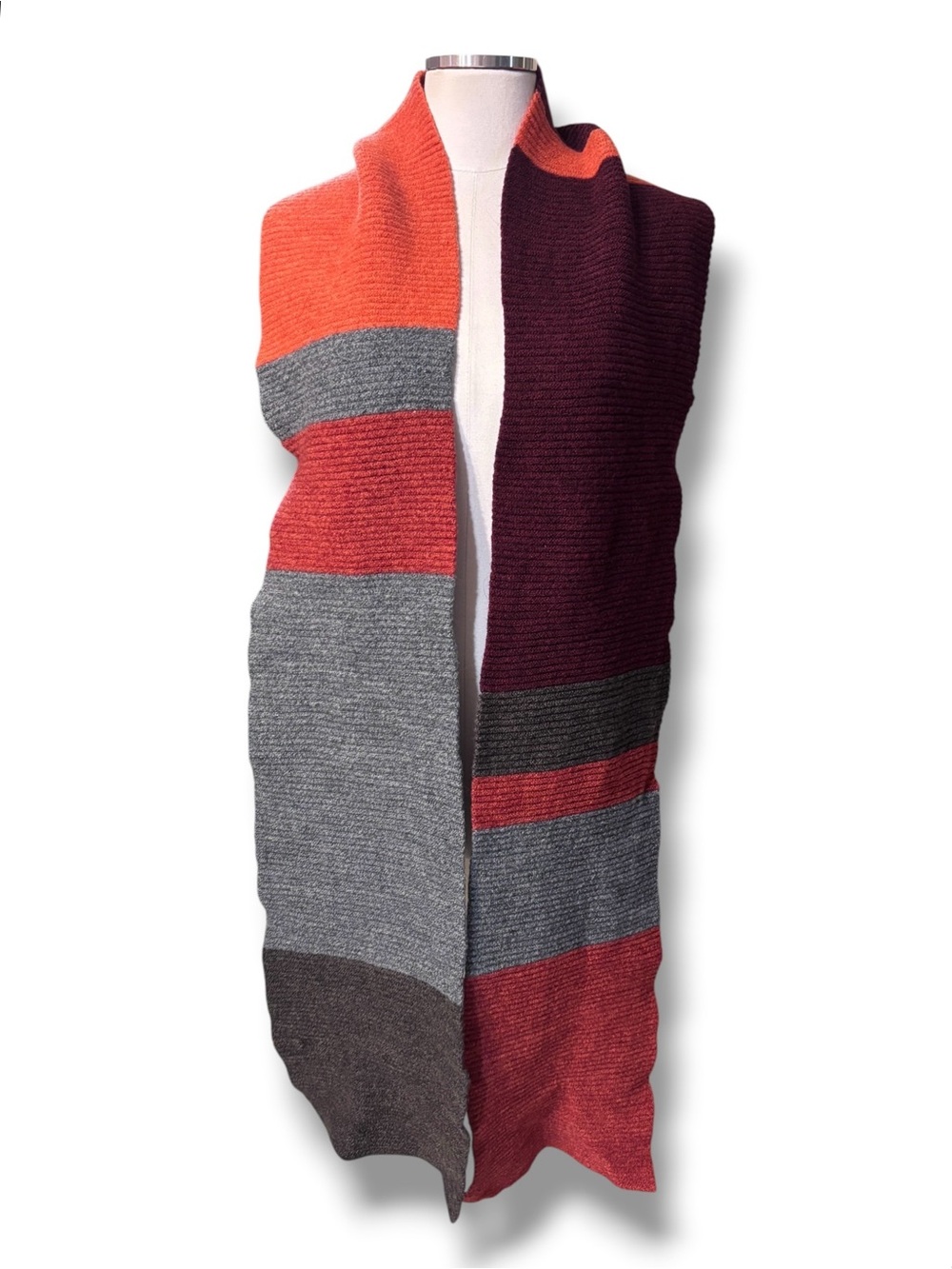 OSKA Ribbed Knit Colorblocked Long Wool Scarf - Picture 2 of 6